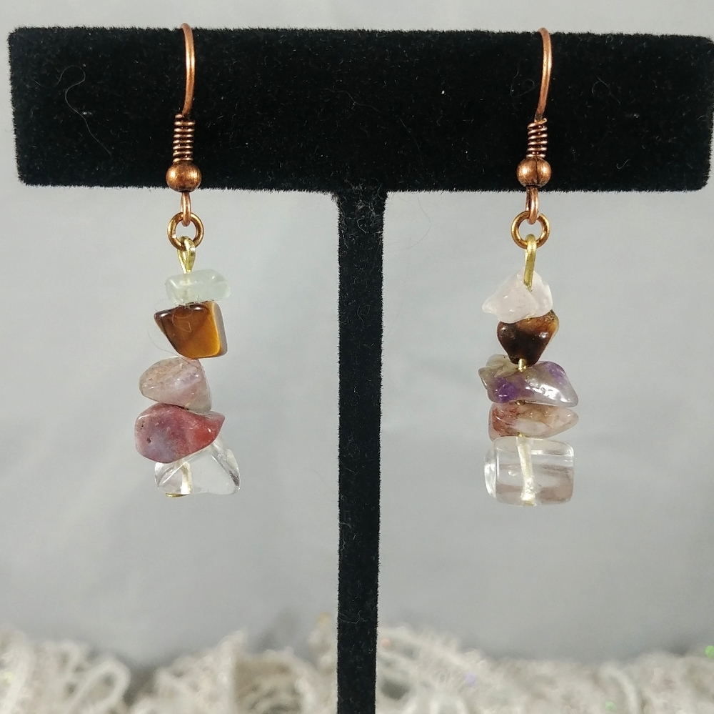 Stacked stone earrings